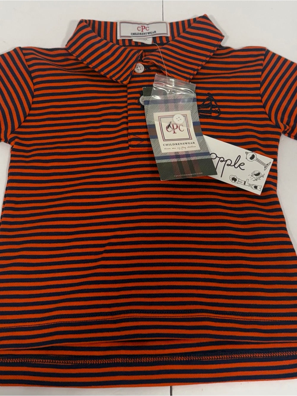 6-9 M Orange/blue Long Sleeve CPC Childrenswear Henry L Polo